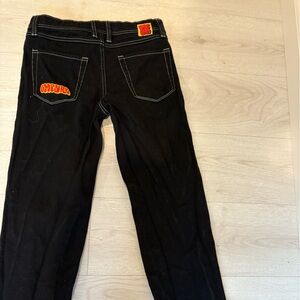 GMP youth  Kids Black Denim Jeans Size 26 Contrast Stitch Embroidered Pockets